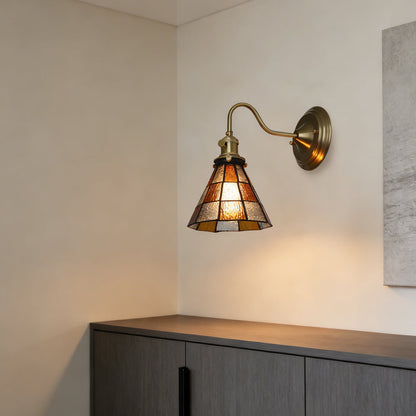 Wandlamp Tiffany Glas Koper Art Deco Vintage E27 Studeerkamer Hal Woonkamer