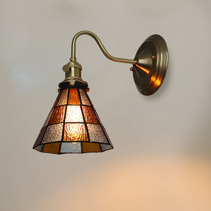 Wandlamp Tiffany Glas Koper Art Deco Vintage E27 Studeerkamer Hal Woonkamer