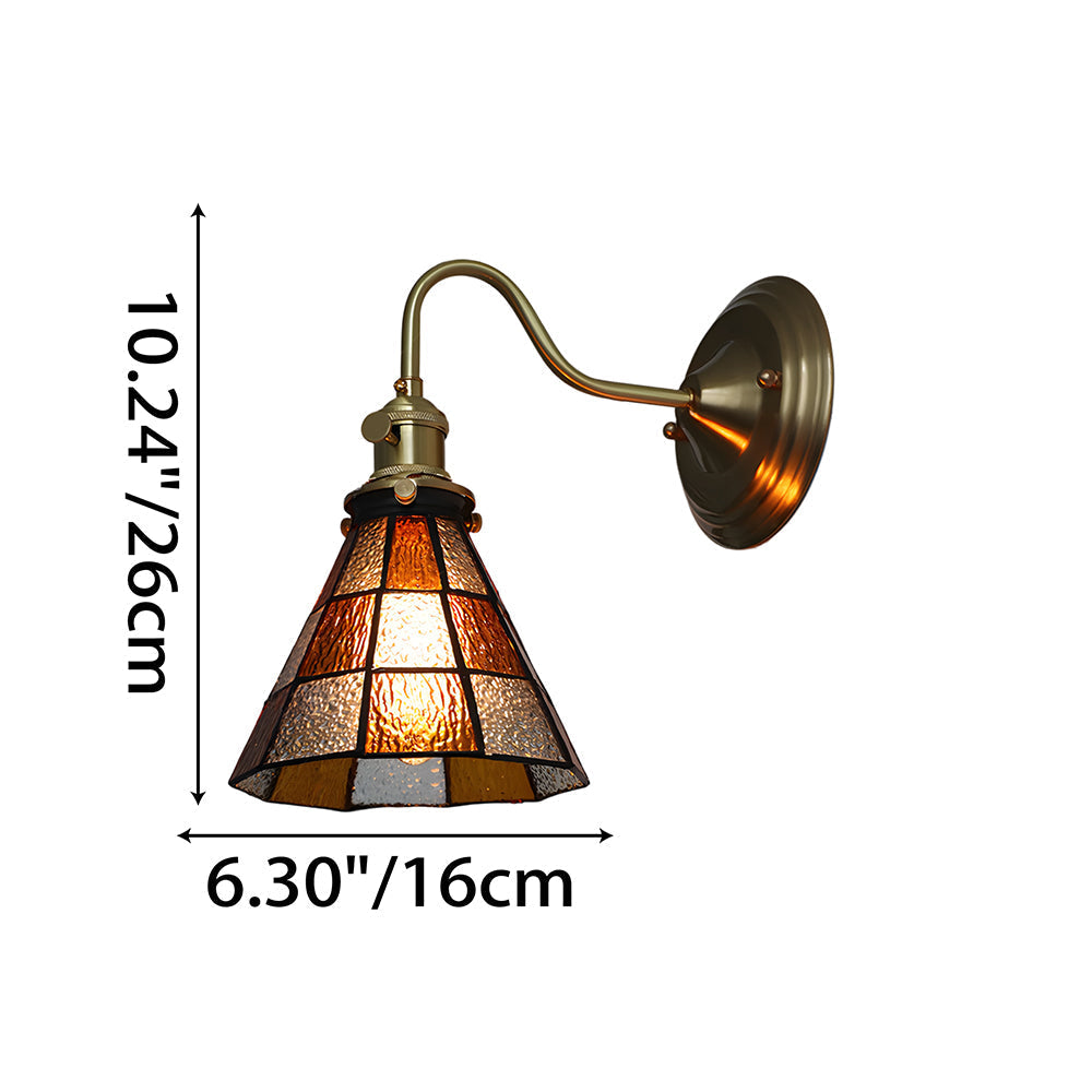 Wandlamp Tiffany Glas Koper Art Deco Vintage E27 Studeerkamer Hal Woonkamer