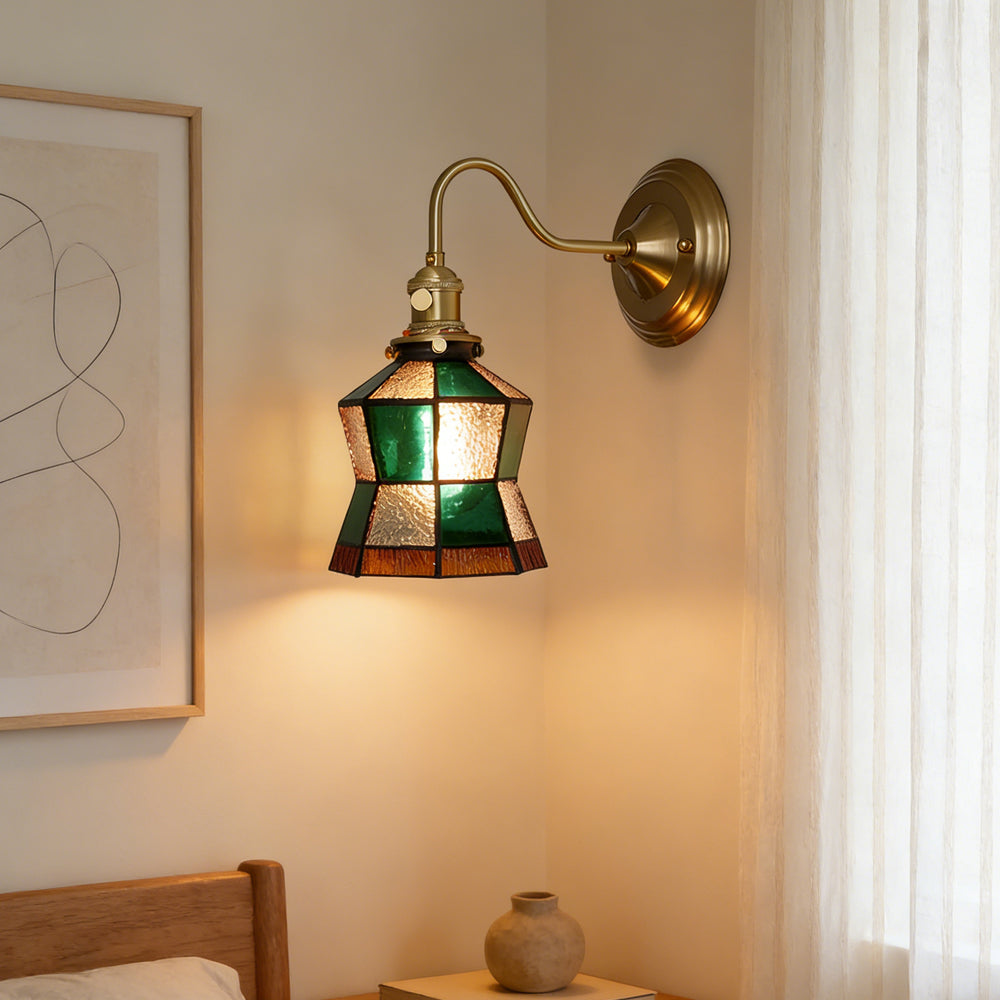 Wandlamp Tiffany Glas Koper Art Deco Vintage E27 Studeerkamer Hal Woonkamer