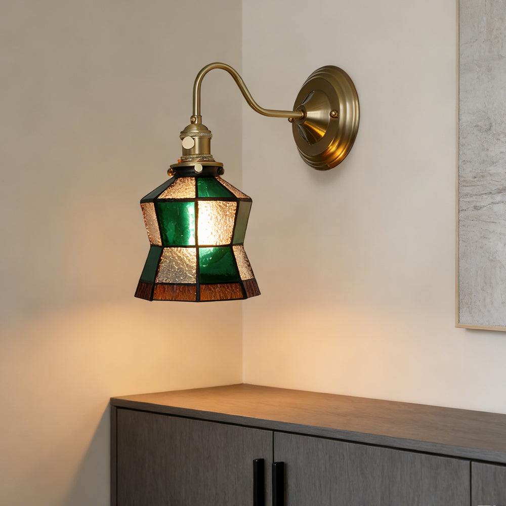Wandlamp Tiffany Glas Koper Art Deco Vintage E27 Studeerkamer Hal Woonkamer