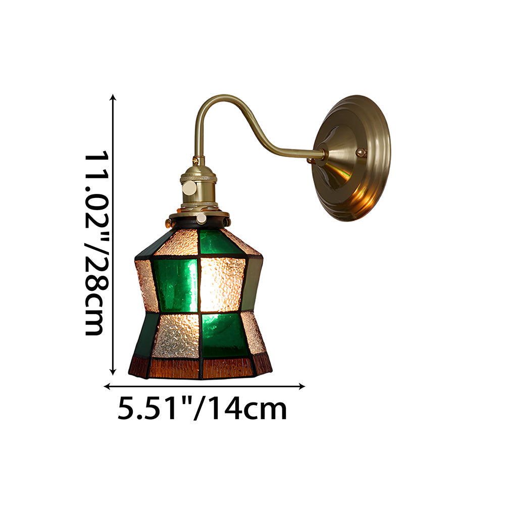 Wandlamp Tiffany Glas Koper Art Deco Vintage E27 Studeerkamer Hal Woonkamer