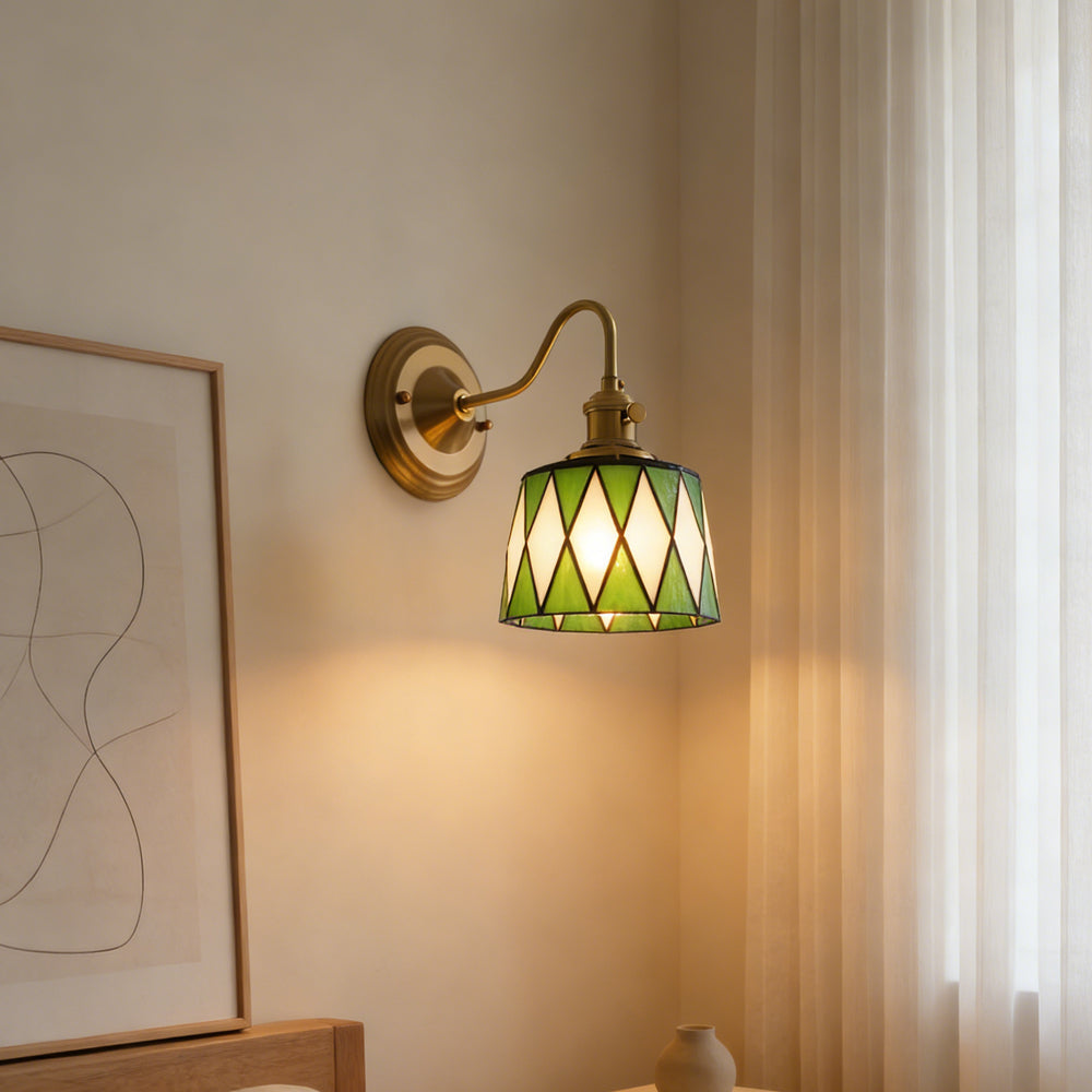 Wandlamp Tiffany Glas Koper Art Deco Vintage E27 Studeerkamer Hal Woonkamer