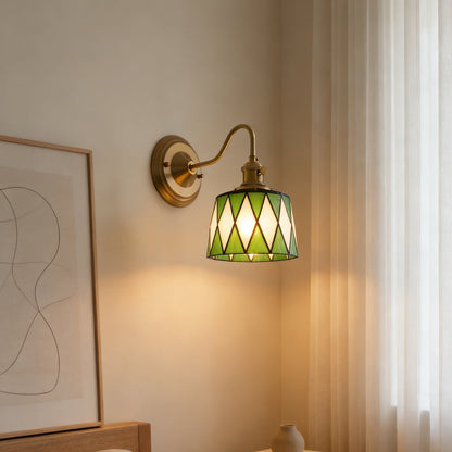 Wandlamp Tiffany Glas Koper Art Deco Vintage E27 Studeerkamer Hal Woonkamer