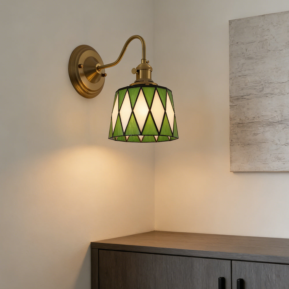 Wandlamp Tiffany Glas Koper Art Deco Vintage E27 Studeerkamer Hal Woonkamer