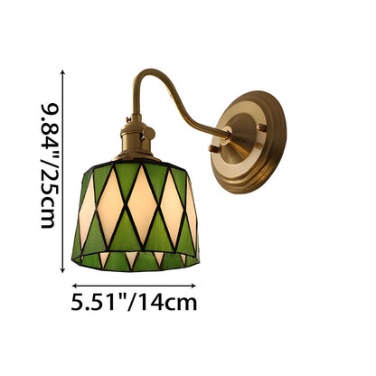 Wandlamp Tiffany Glas Koper Art Deco Vintage E27 Studeerkamer Hal Woonkamer