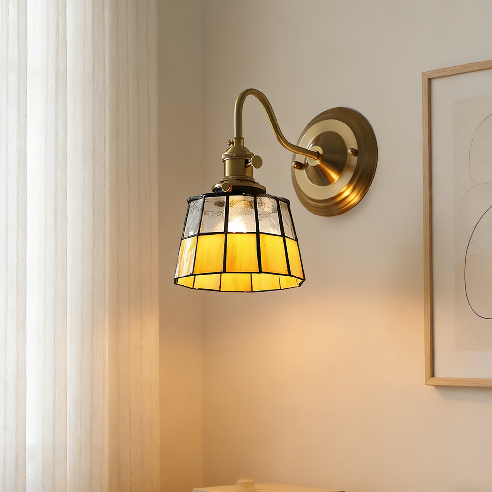 Wandlamp Tiffany Glas Koper Art Deco Vintage E27 Studeerkamer Hal Woonkamer