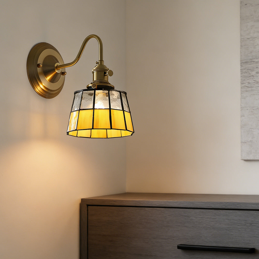 Wandlamp Tiffany Glas Koper Art Deco Vintage E27 Studeerkamer Hal Woonkamer