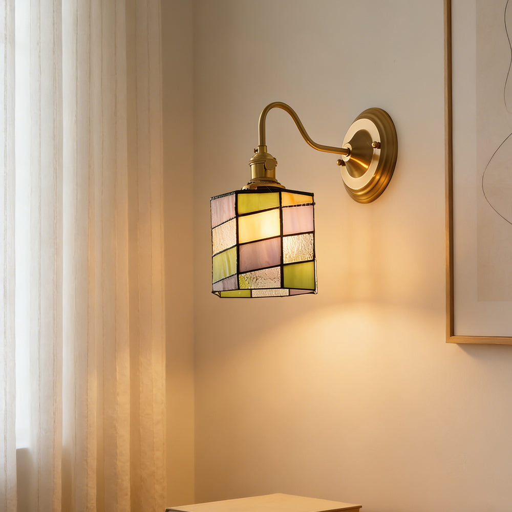 Wandlamp Tiffany Glas Koper Art Deco Vintage E27 Studeerkamer Hal Woonkamer