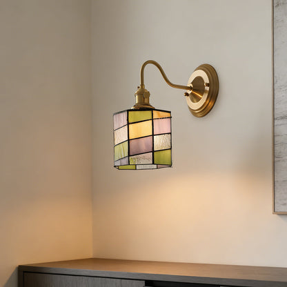 Wandlamp Tiffany Glas Koper Art Deco Vintage E27 Studeerkamer Hal Woonkamer