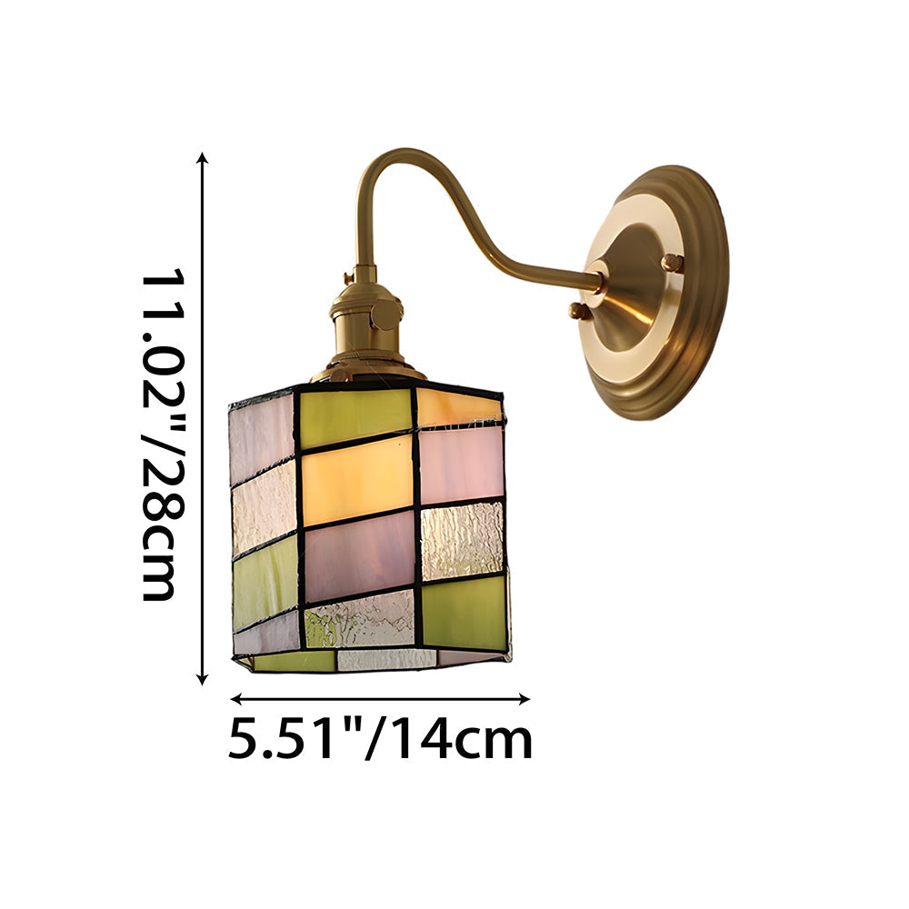 Wandlamp Tiffany Glas Koper Art Deco Vintage E27 Studeerkamer Hal Woonkamer