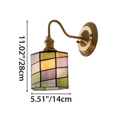 Wandlamp Tiffany Glas Koper Art Deco Vintage E27 Studeerkamer Hal Woonkamer