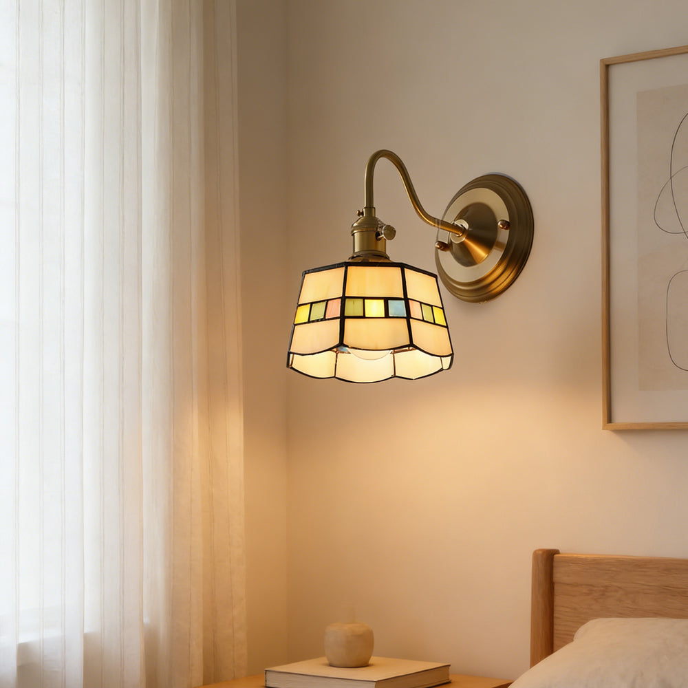 Wandlamp Tiffany Glas Koper Art Deco Vintage E27 Studeerkamer Hal Woonkamer