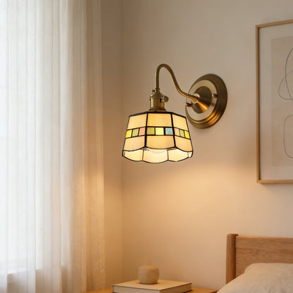 Wandlamp Tiffany Glas Koper Art Deco Vintage E27 Studeerkamer Hal Woonkamer