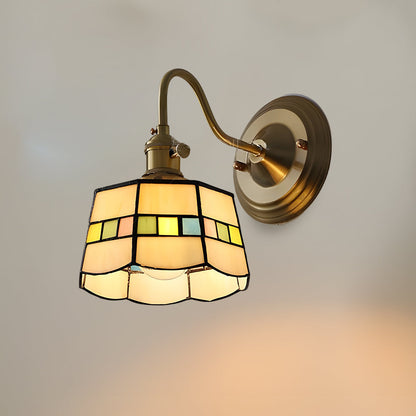 Wandlamp Tiffany Glas Koper Art Deco Vintage E27 Studeerkamer Hal Woonkamer
