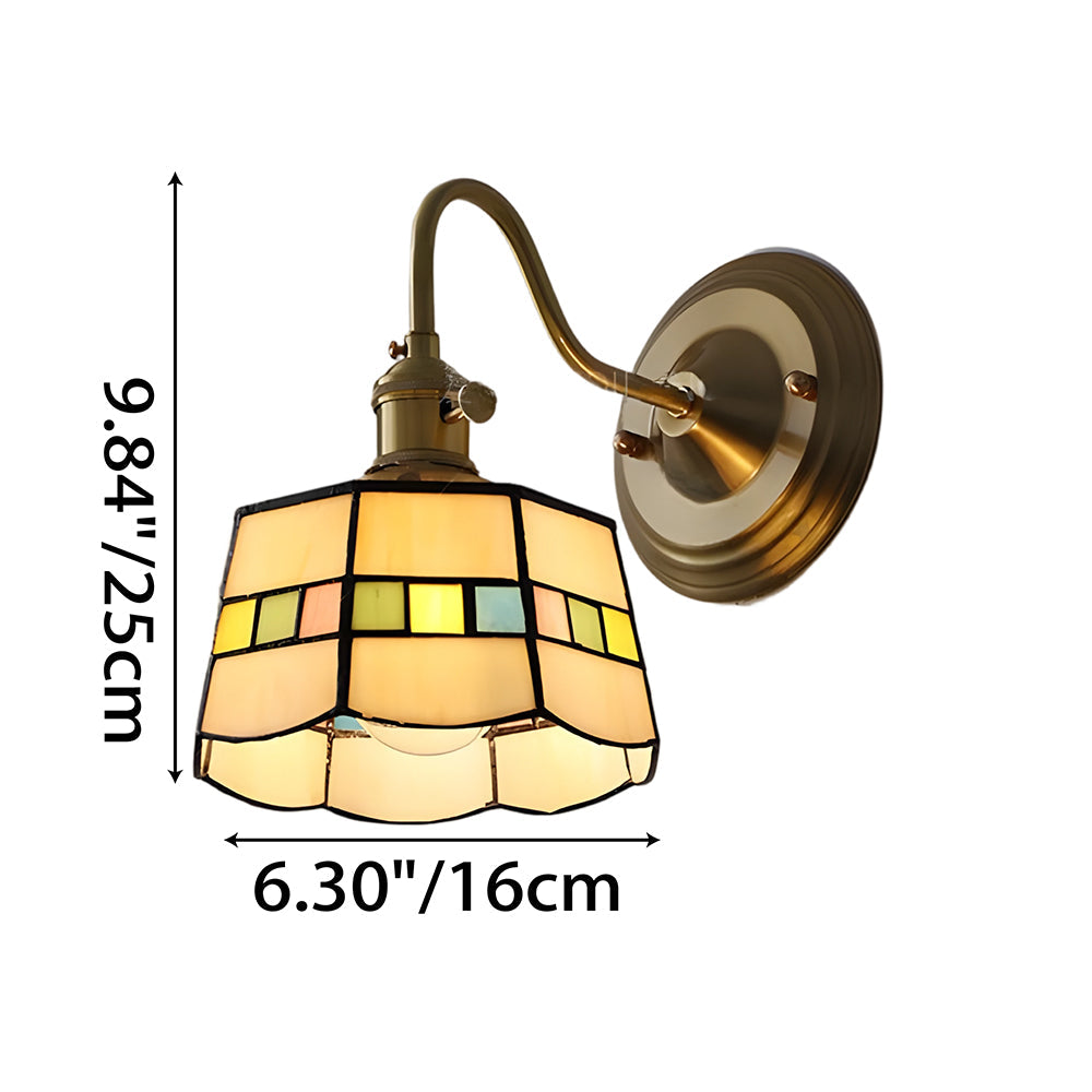 Wandlamp Tiffany Glas Koper Art Deco Vintage E27 Studeerkamer Hal Woonkamer