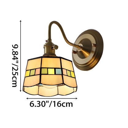 Wandlamp Tiffany Glas Koper Art Deco Vintage E27 Studeerkamer Hal Woonkamer
