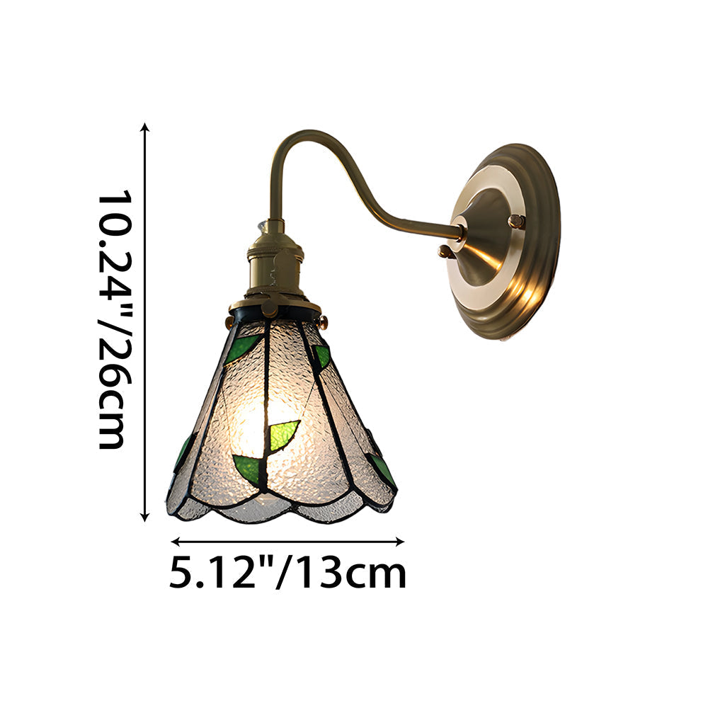 Wandlamp Tiffany Glas Koper Art Deco Vintage E27 Studeerkamer Hal Woonkamer