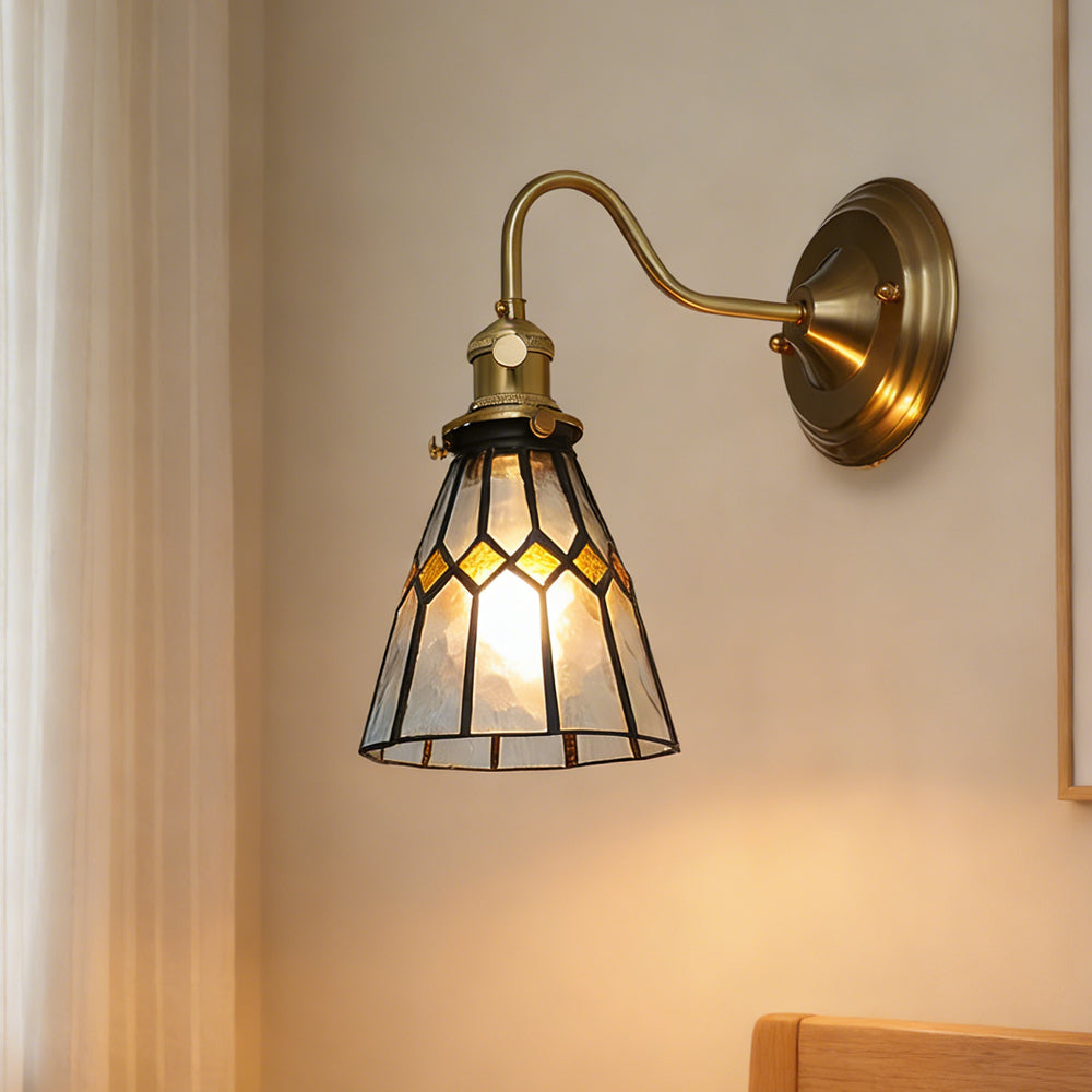 Wandlamp Tiffany Glas Koper Art Deco Vintage E27 Studeerkamer Hal Woonkamer