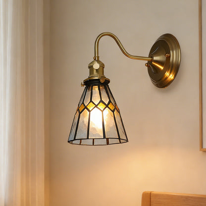 Wandlamp Tiffany Glas Koper Art Deco Vintage E27 Studeerkamer Hal Woonkamer