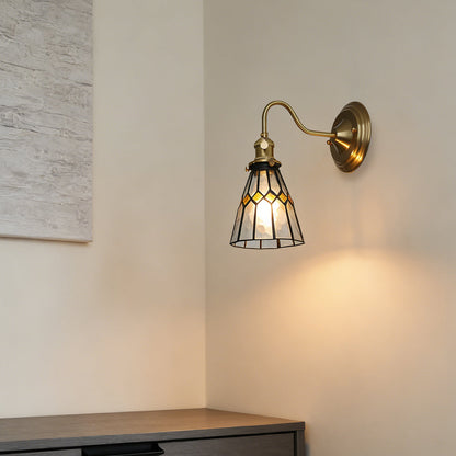 Wandlamp Tiffany Glas Koper Art Deco Vintage E27 Studeerkamer Hal Woonkamer