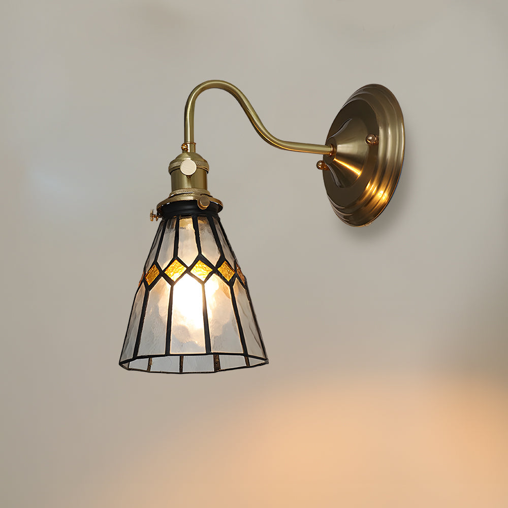 Wandlamp Tiffany Glas Koper Art Deco Vintage E27 Studeerkamer Hal Woonkamer