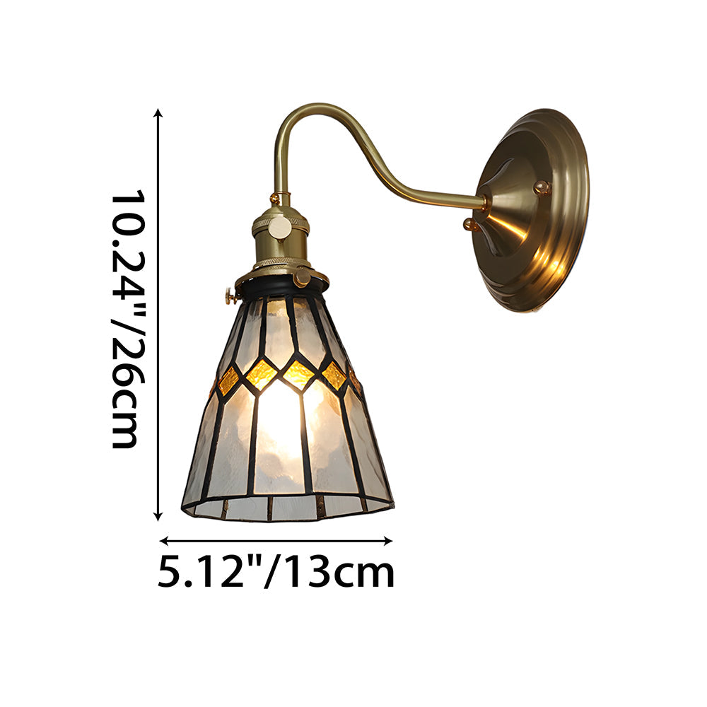 Wandlamp Tiffany Glas Koper Art Deco Vintage E27 Studeerkamer Hal Woonkamer