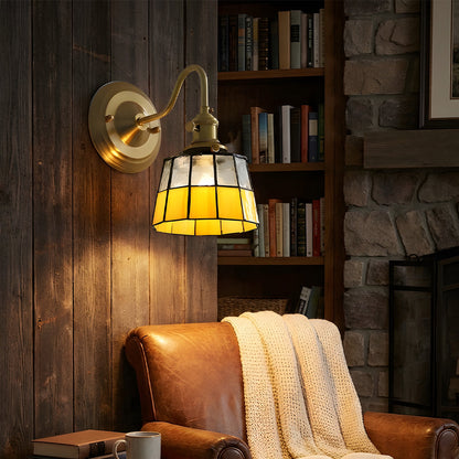 Wandlamp Tiffany Glas Koper Art Deco Vintage E27 Studeerkamer Hal Woonkamer