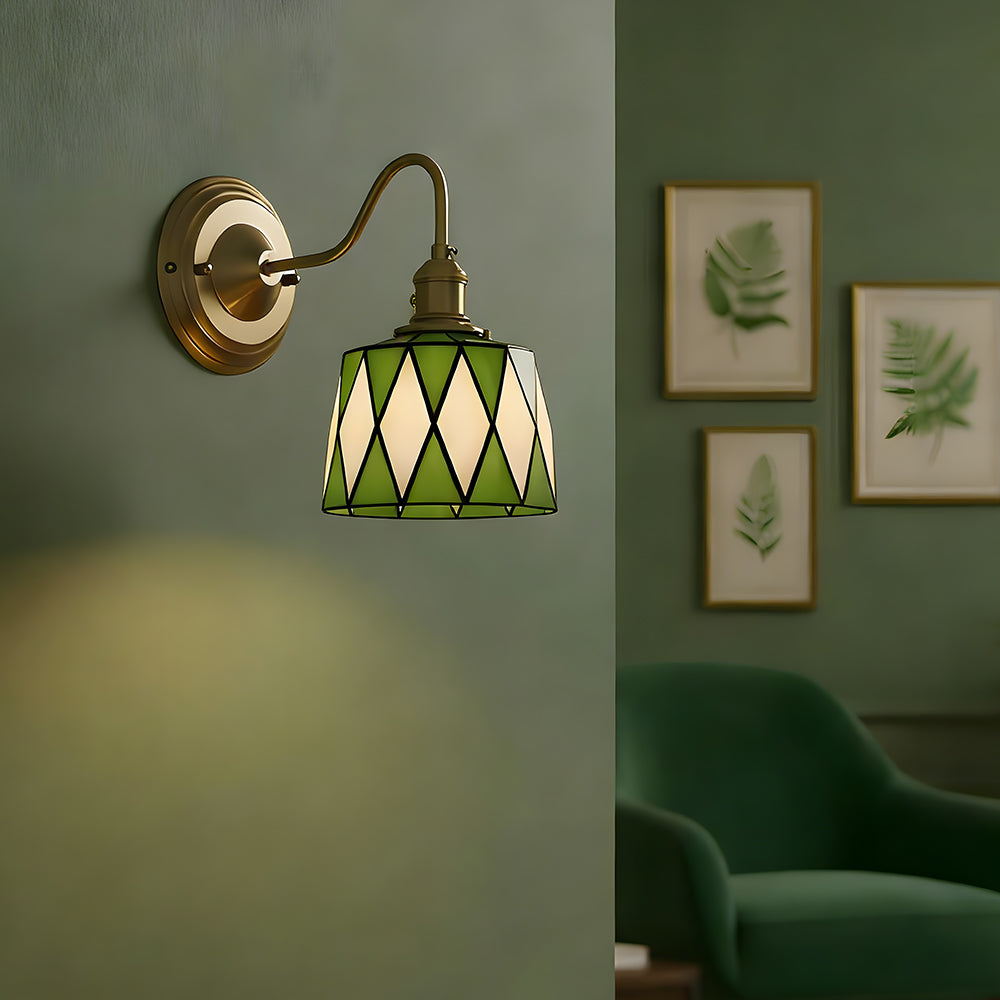 Wandlamp Tiffany Glas Koper Art Deco Vintage E27 Studeerkamer Hal Woonkamer