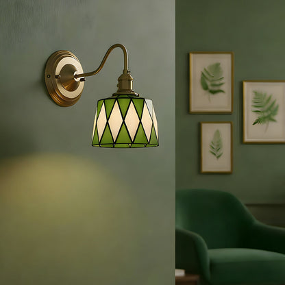 Wandlamp Tiffany Glas Koper Art Deco Vintage E27 Studeerkamer Hal Woonkamer