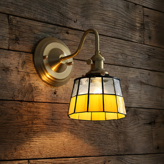 Wandlamp Tiffany Glas Koper Art Deco Vintage E27 Studeerkamer Hal Woonkamer