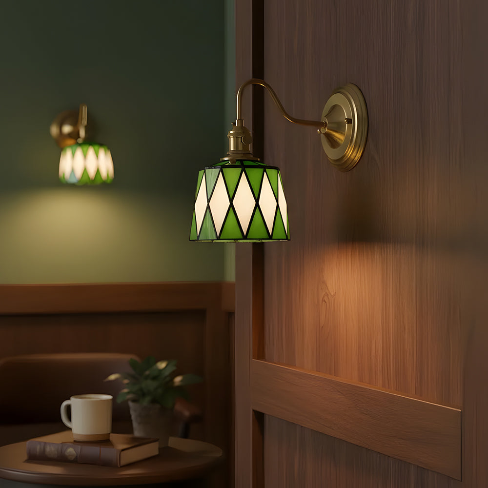 Wandlamp Tiffany Glas Koper Art Deco Vintage E27 Studeerkamer Hal Woonkamer