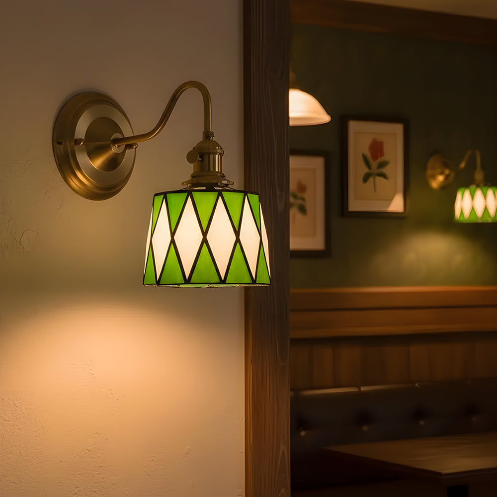 Wandlamp Tiffany Glas Koper Art Deco Vintage E27 Studeerkamer Hal Woonkamer