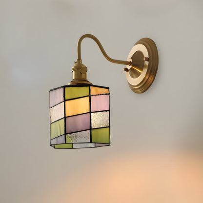 Wandlamp Tiffany Glas Koper Art Deco Vintage E27 Studeerkamer Hal Woonkamer