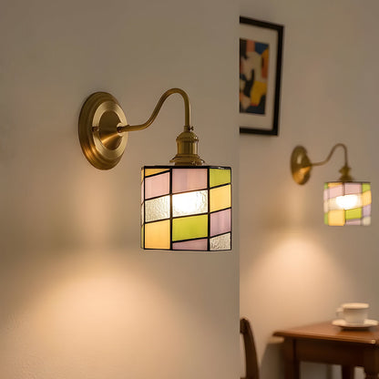 Wandlamp Tiffany Glas Koper Art Deco Vintage E27 Studeerkamer Hal Woonkamer