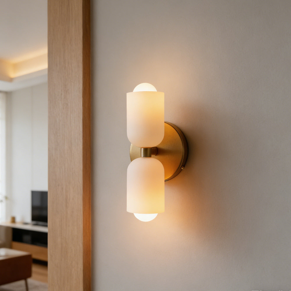 Wandlamp Dubbel Retro Frans Glas E14 Goud Slaapkamer Gang Badkamer Woonkamer Vintage