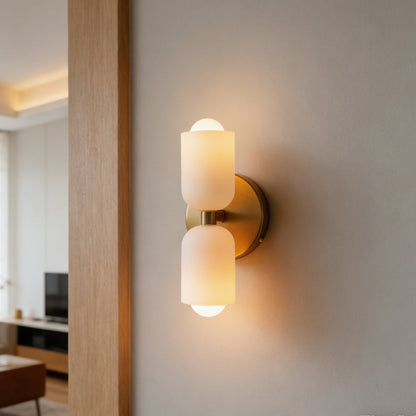 Wandlamp Dubbel Retro Frans Glas E14 Goud Slaapkamer Gang Badkamer Woonkamer Vintage