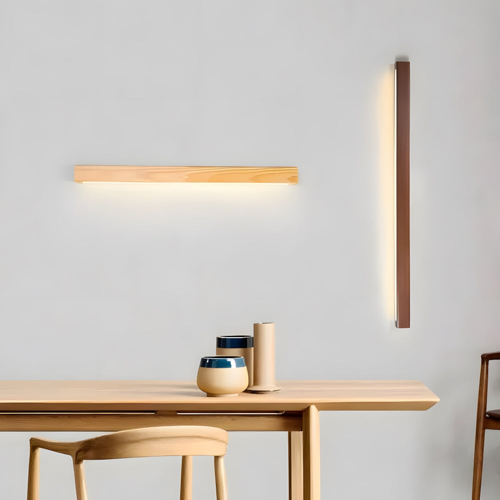 Houten Wandlamp met Spiegel LED Badkamer Slaapkamer Keuken Rond Acrylic