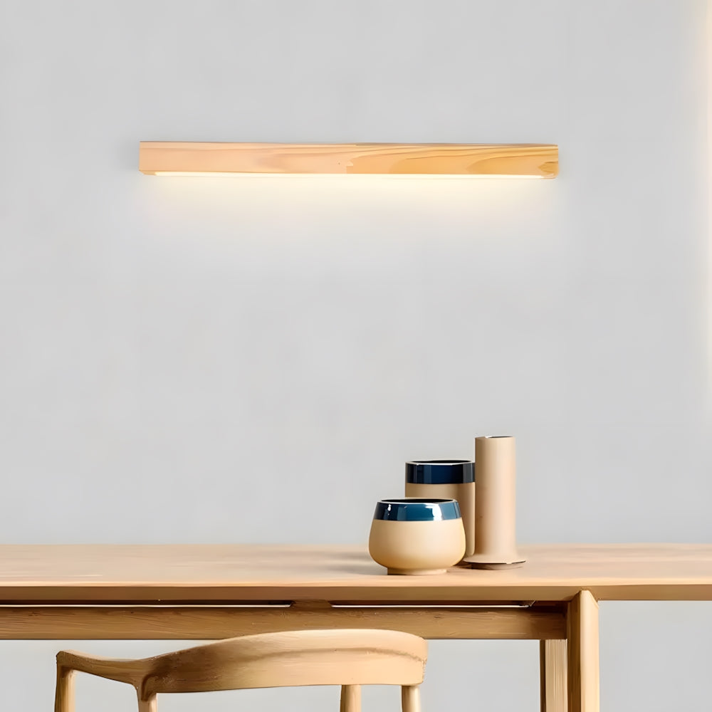 Houten Wandlamp met Spiegel LED Badkamer Slaapkamer Keuken Rond Acrylic