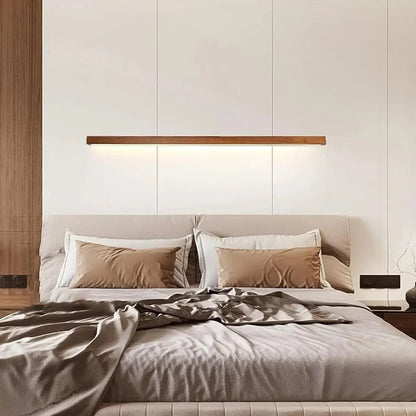 Houten Wandlamp met Spiegel LED Badkamer Slaapkamer Keuken Rond Acrylic