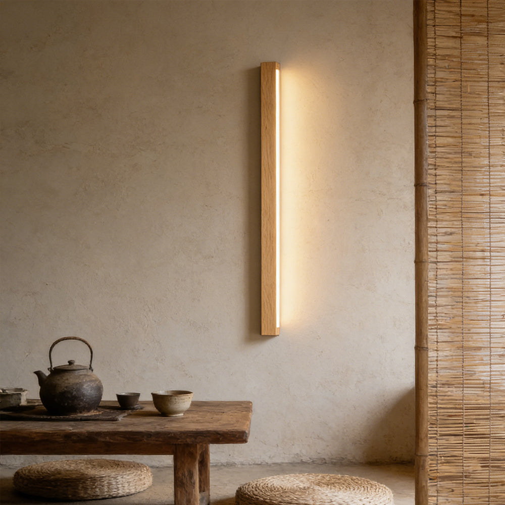Houten Wandlamp met Spiegel LED Badkamer Slaapkamer Keuken Rond Acrylic