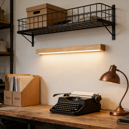 Houten Wandlamp met Spiegel LED Badkamer Slaapkamer Keuken Rond Acrylic