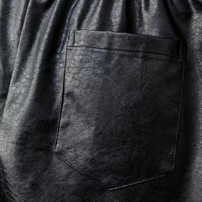 Heren Jogger Broek Kunstleder Comfortabele Cargo Stijl