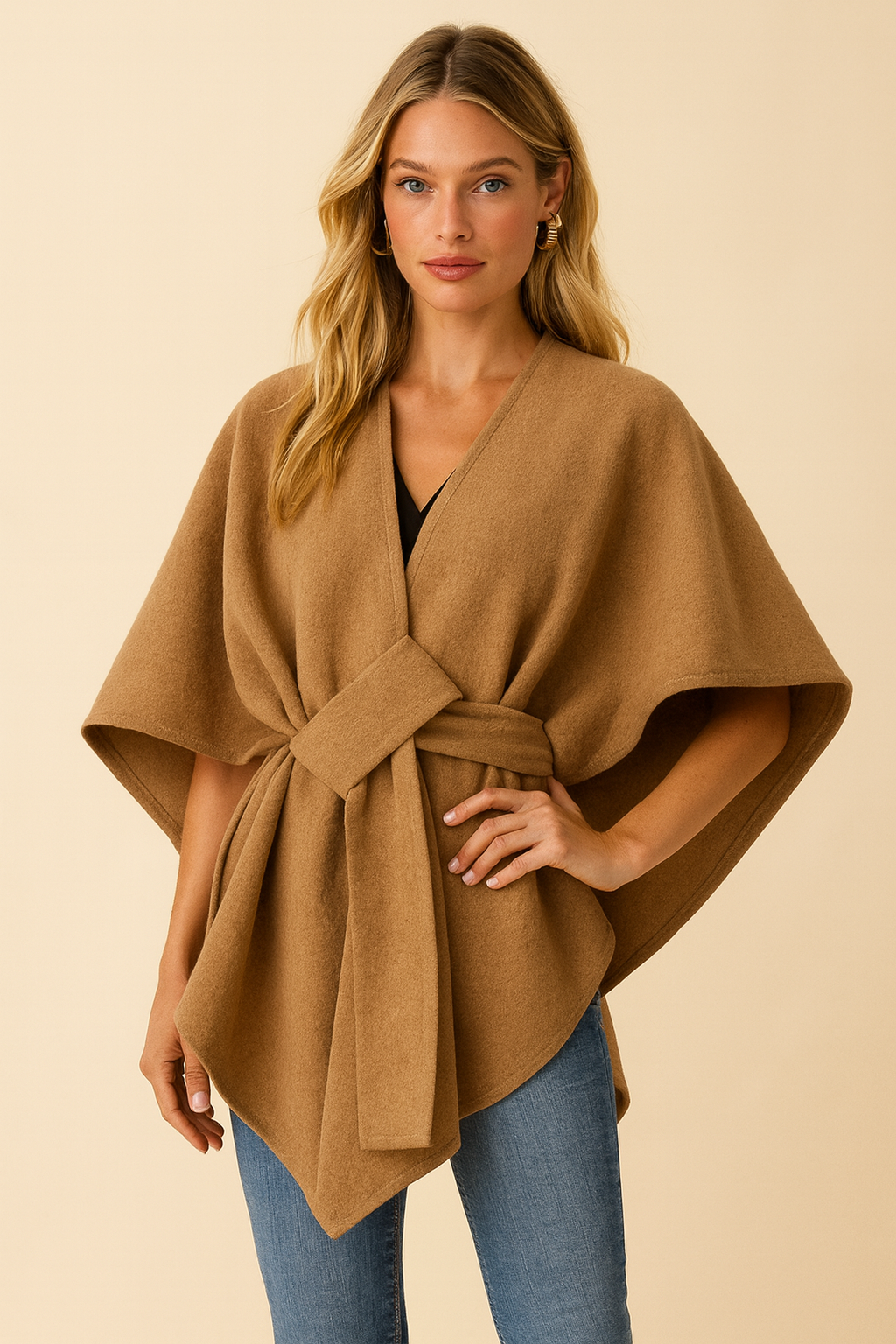 Dames Poncho Met Riem en Elegant Design - StudioMarella