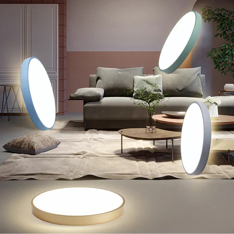 Kleurrijke Plafondlamp Rond LED Ultradun Design voor Woonkamer Slaapkamer Studeerkamer Gang Modern Interieur Verlichting Scandinavisch