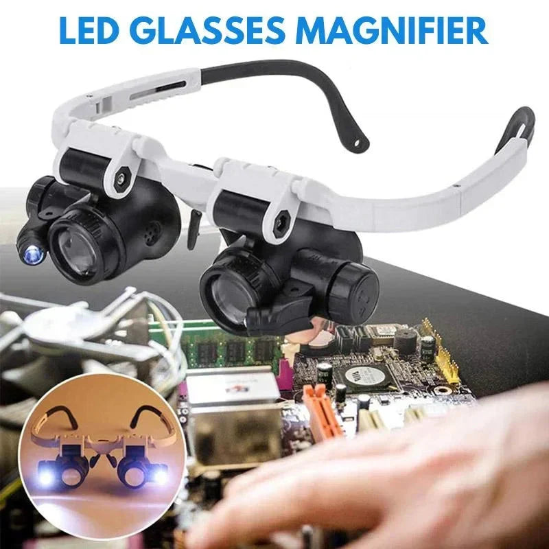Vergrootglas Brilmontuur met LED-verlichting 8x 15x 23x Vergrotingsniveaus Handsfree Precisiewerk Hobby
