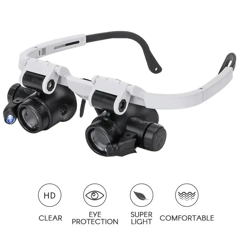 Vergrootglas Brilmontuur met LED-verlichting 8x 15x 23x Vergrotingsniveaus Handsfree Precisiewerk Hobby