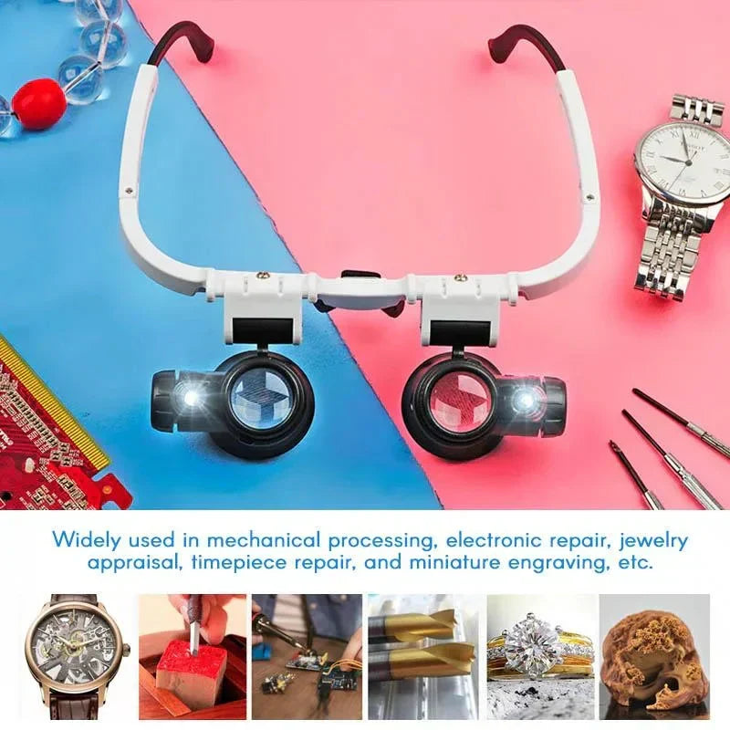 Vergrootglas Brilmontuur met LED-verlichting 8x 15x 23x Vergrotingsniveaus Handsfree Precisiewerk Hobby