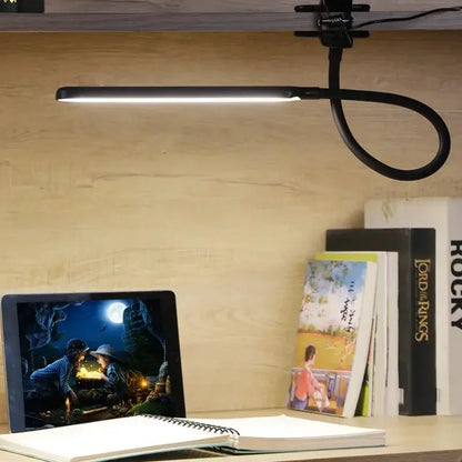 LED Klemlamp met Zwanenhals en Dimfunctie – 3 Lichtkleuren en 10 Helderheidsniveaus – Flexibele USB Bureaulamp voor Lezen en Werken