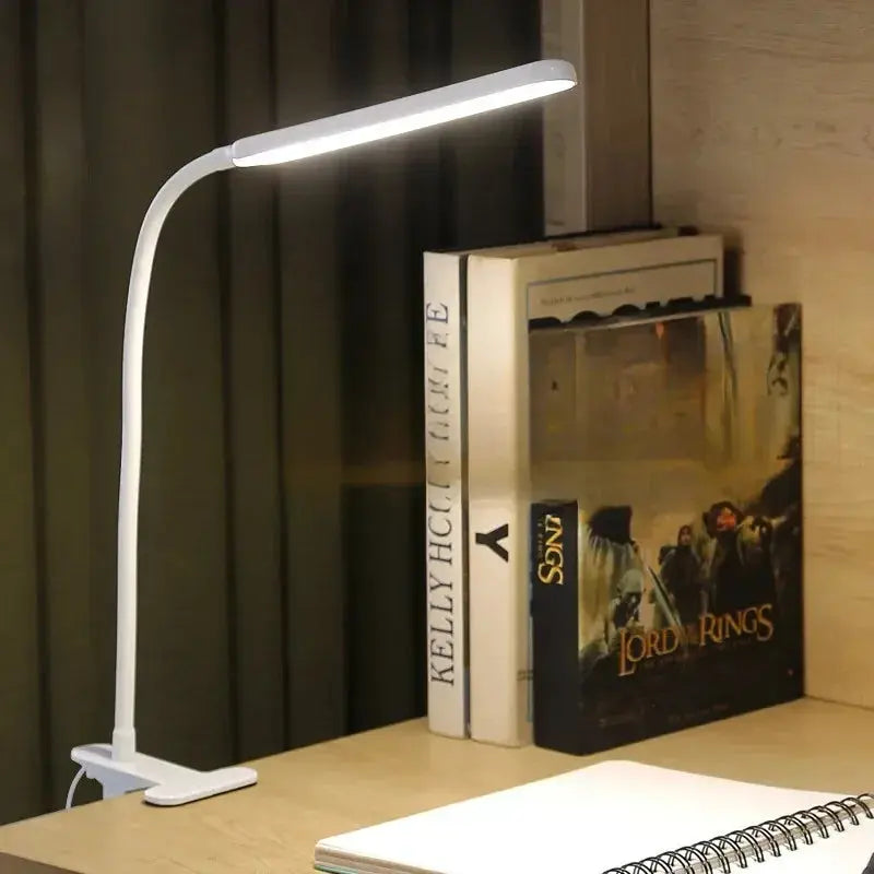 LED Klemlamp met Zwanenhals en Dimfunctie – 3 Lichtkleuren en 10 Helderheidsniveaus – Flexibele USB Bureaulamp voor Lezen en Werken